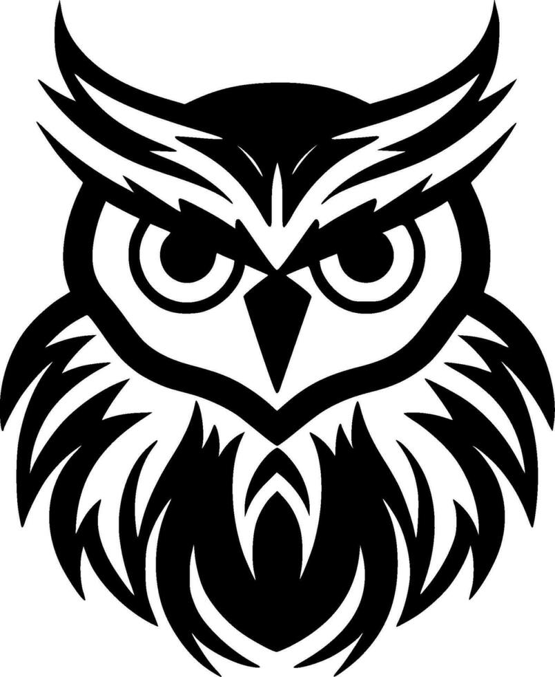 Owl, Black and White Vector illustration