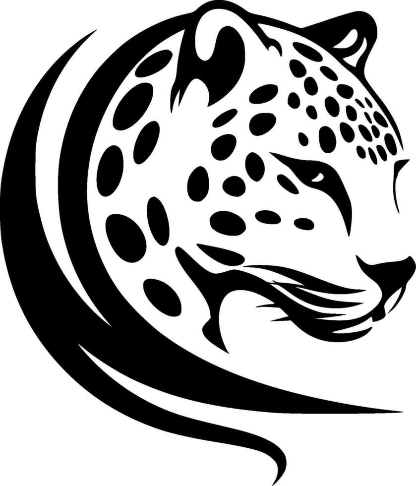 leopardo - negro y blanco aislado icono - vector ilustración