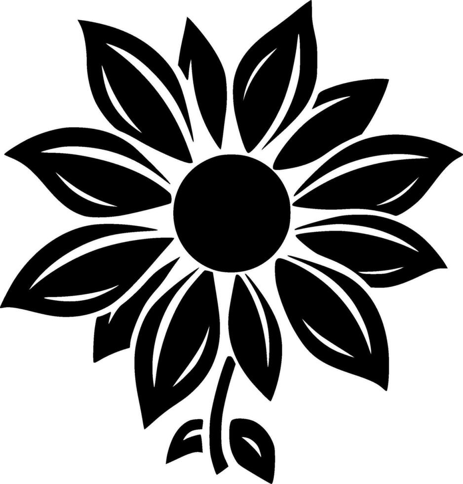 Flower, Black and White Vector illustration