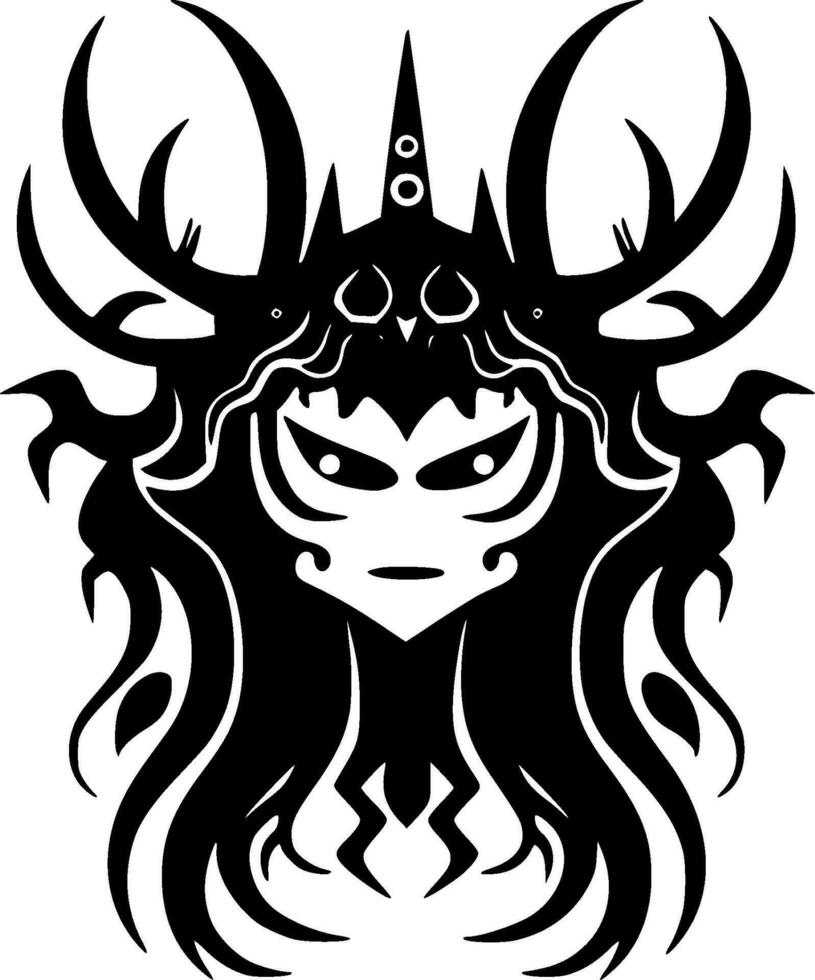 Fantasy - Black and White Isolated Icon - Vector illustration