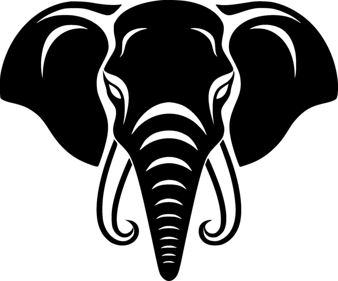 elefante - negro y blanco aislado icono - vector ilustración