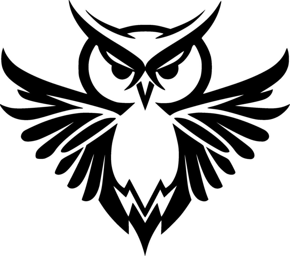 Owl, Black and White Vector illustration