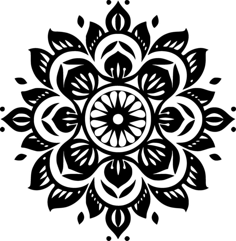 Mandala, Black and White Vector illustration
