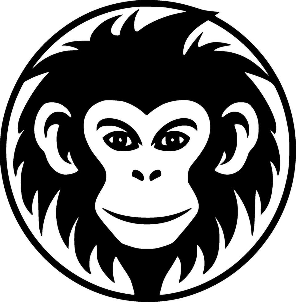 Monkey - Black and White Isolated Icon - Vector illustration