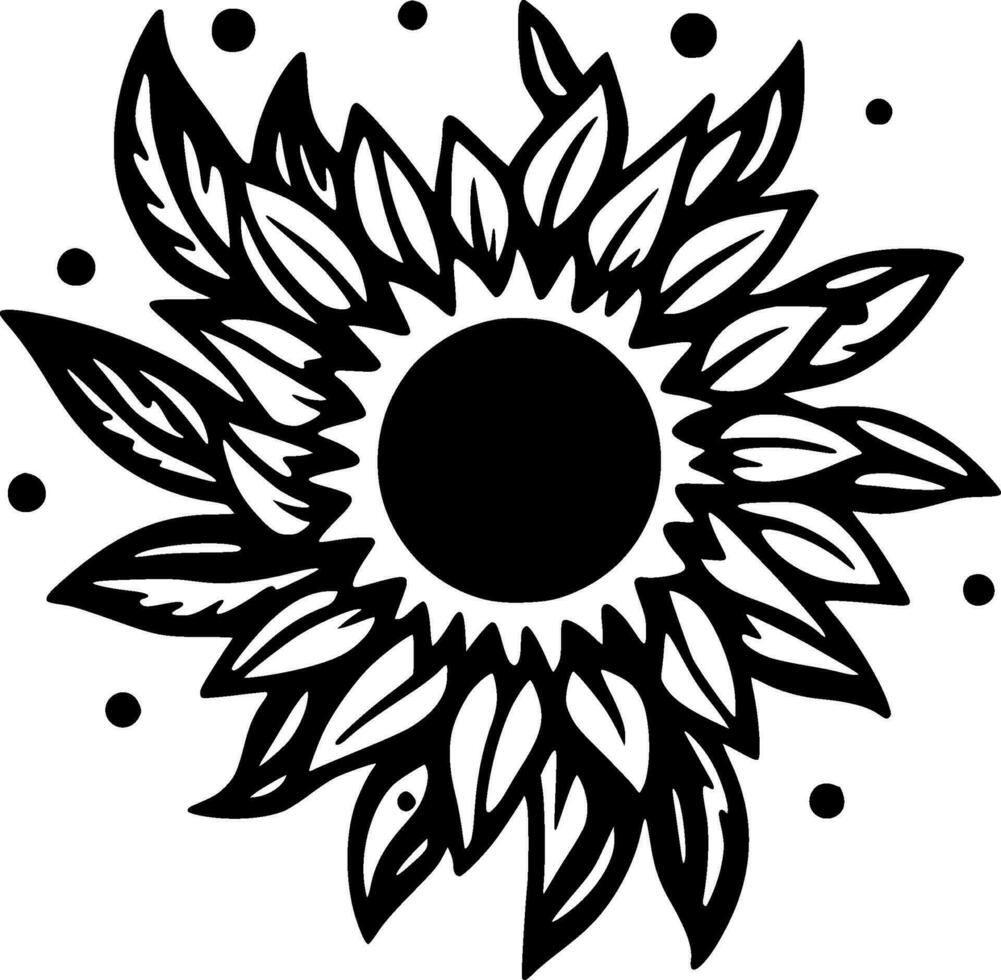 Flower, Black and White Vector illustration