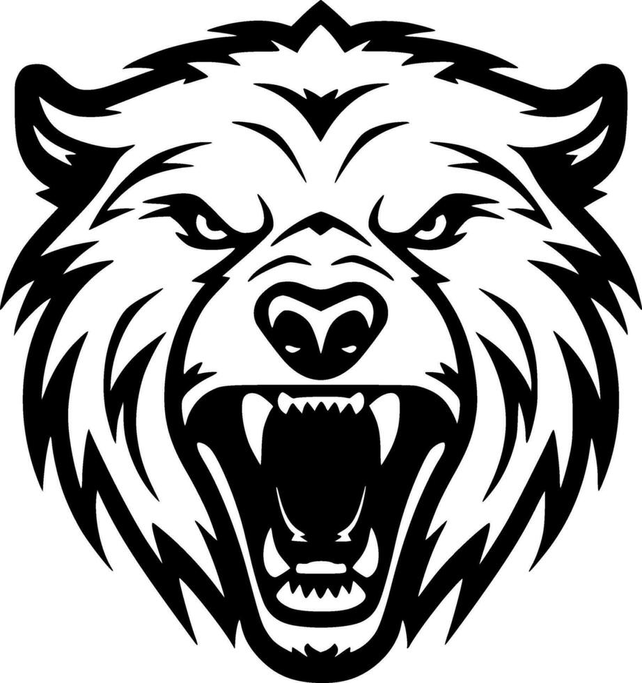 Bear, Black and White Vector illustration