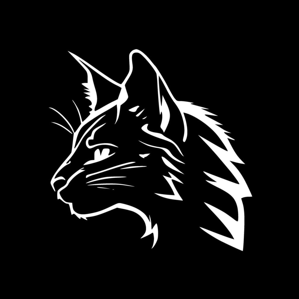 gato montés - negro y blanco aislado icono - vector ilustración