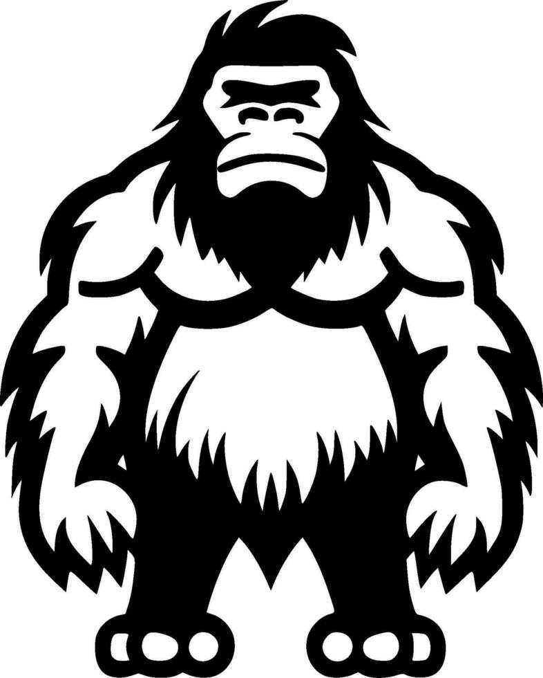 Bigfoot, Black and White Vector illustration