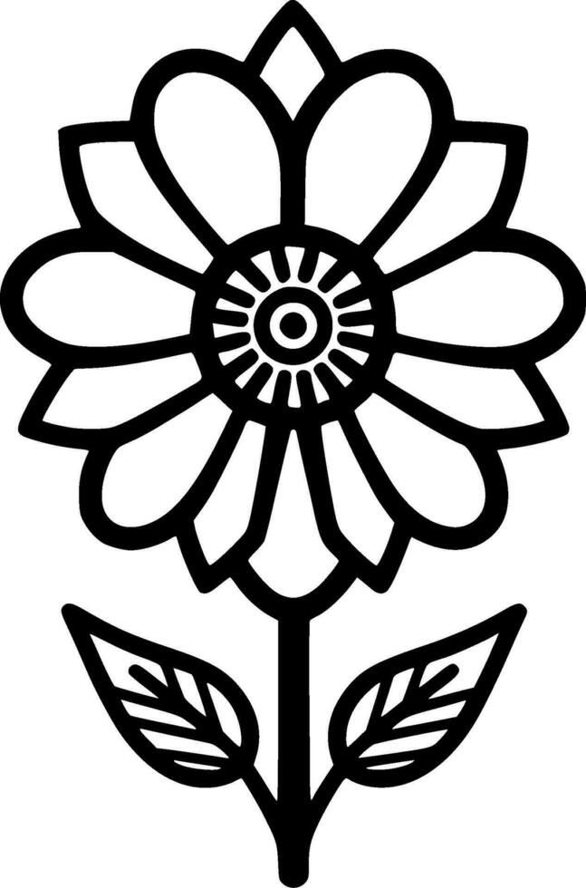 Flower, Black and White Vector illustration