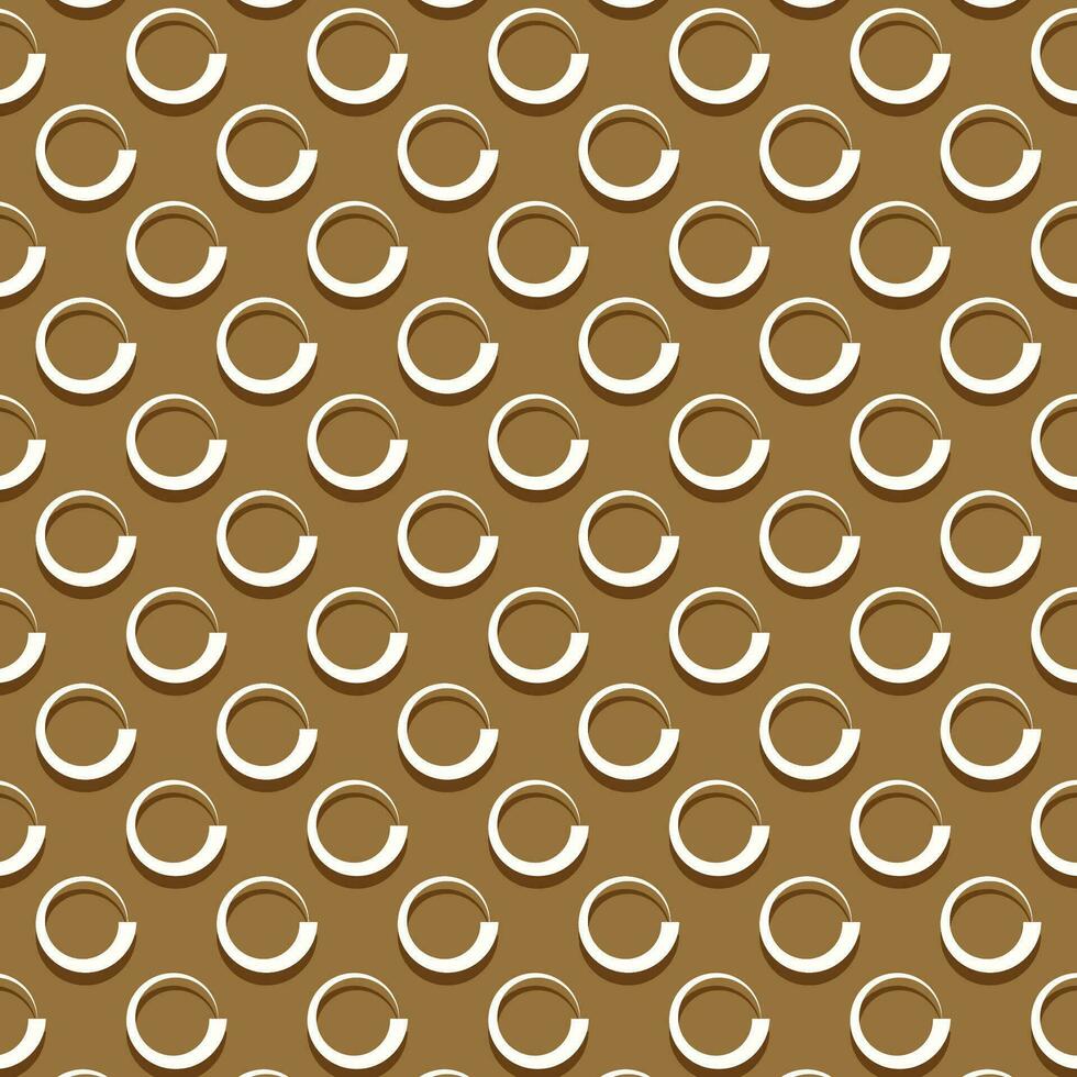 Brown and white small spiral circle seamless pattern. Swoosh round swirl structure background. Vector illustration.