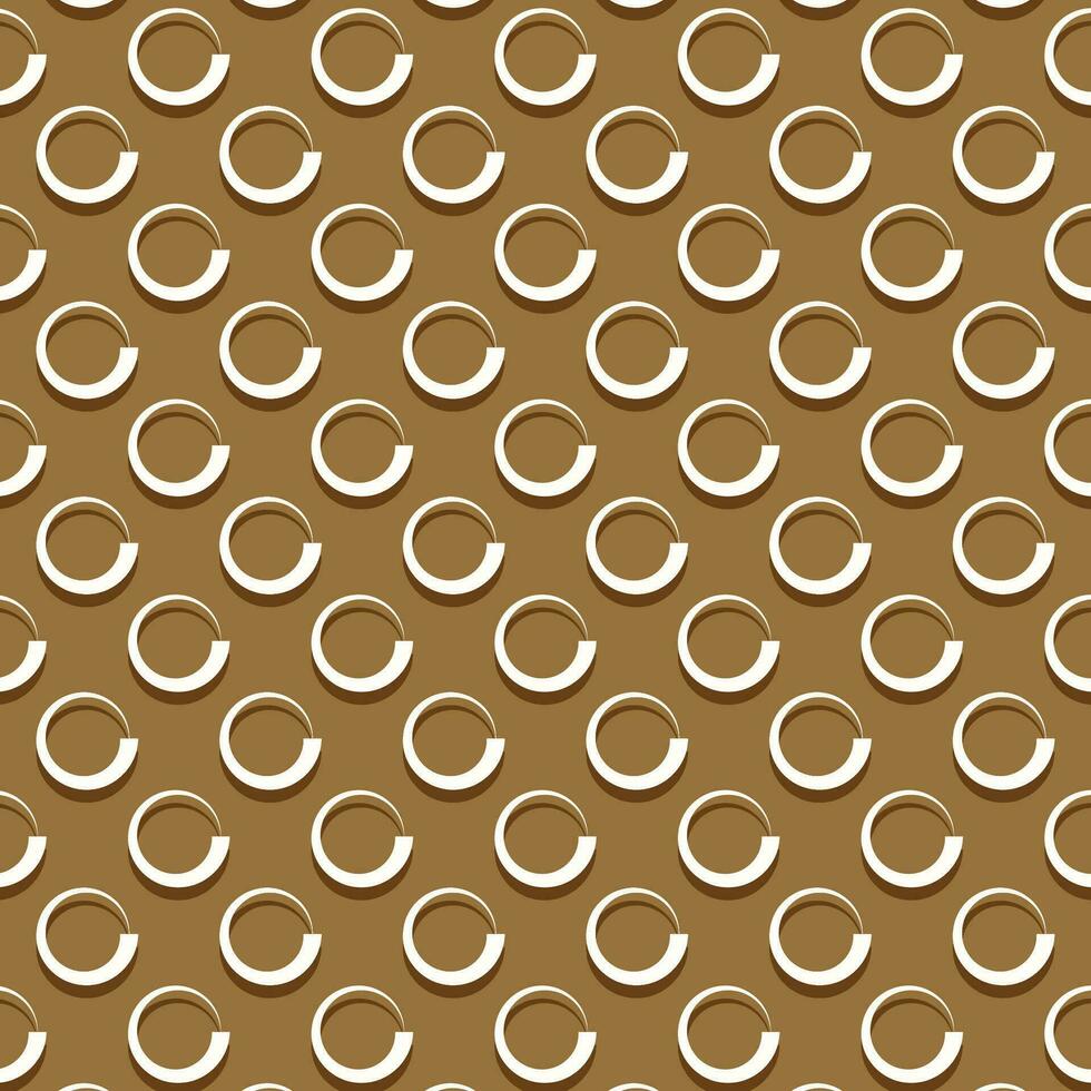 Brown and white small spiral circle seamless pattern. Swoosh round swirl structure background. Vector illustration.