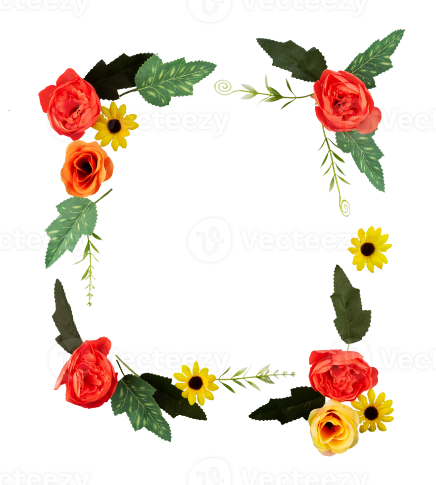 Square flower frame for wedding copy space png