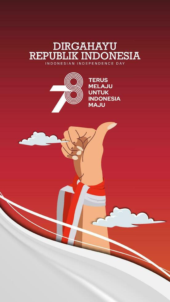 hands gesturing thumbs up sign for Indonesia's independence day 17 agustus 1945 vector