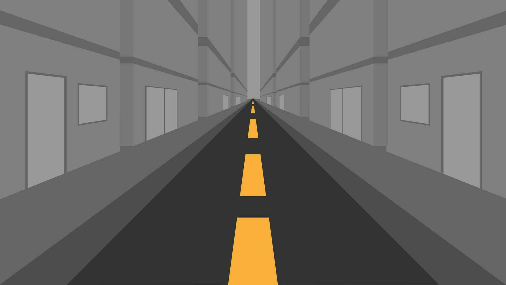 Street with buildings on all sides in gray color, devoid of people in the background vector