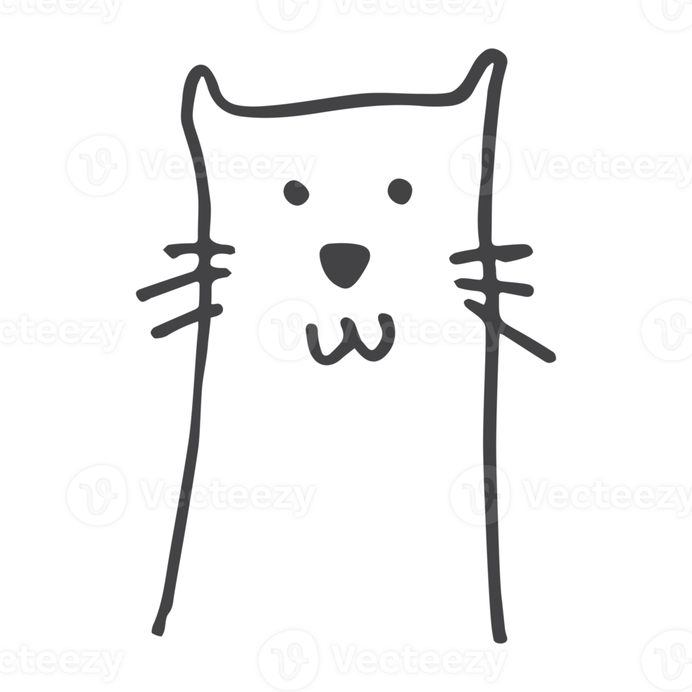 cute cat hand drawn element png