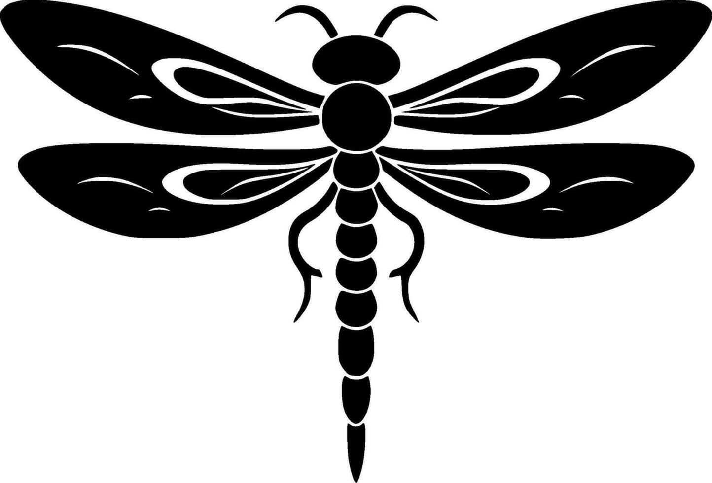 Dragonfly, Black and White Vector illustration