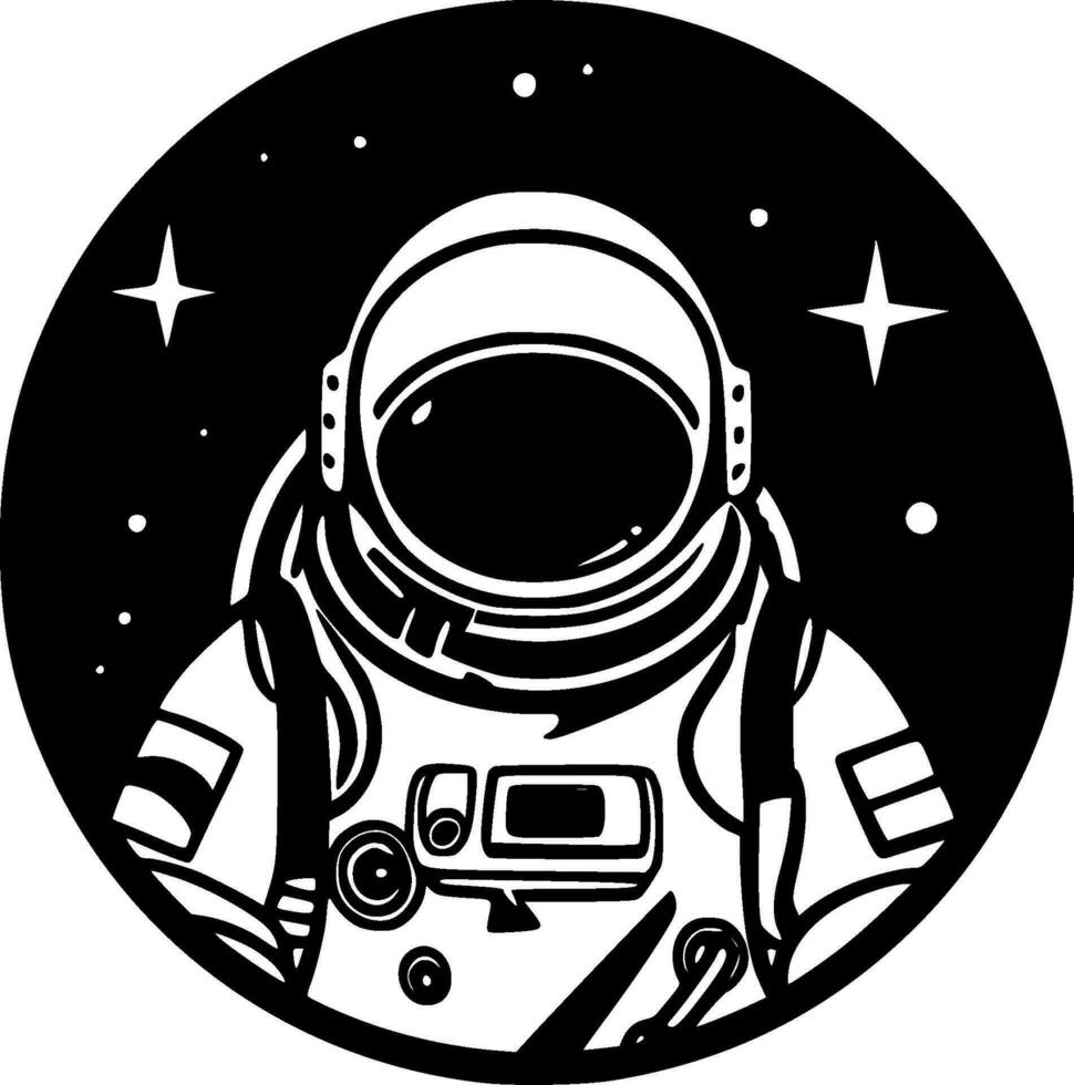Astronaut - Black and White Isolated Icon - Vector illustration