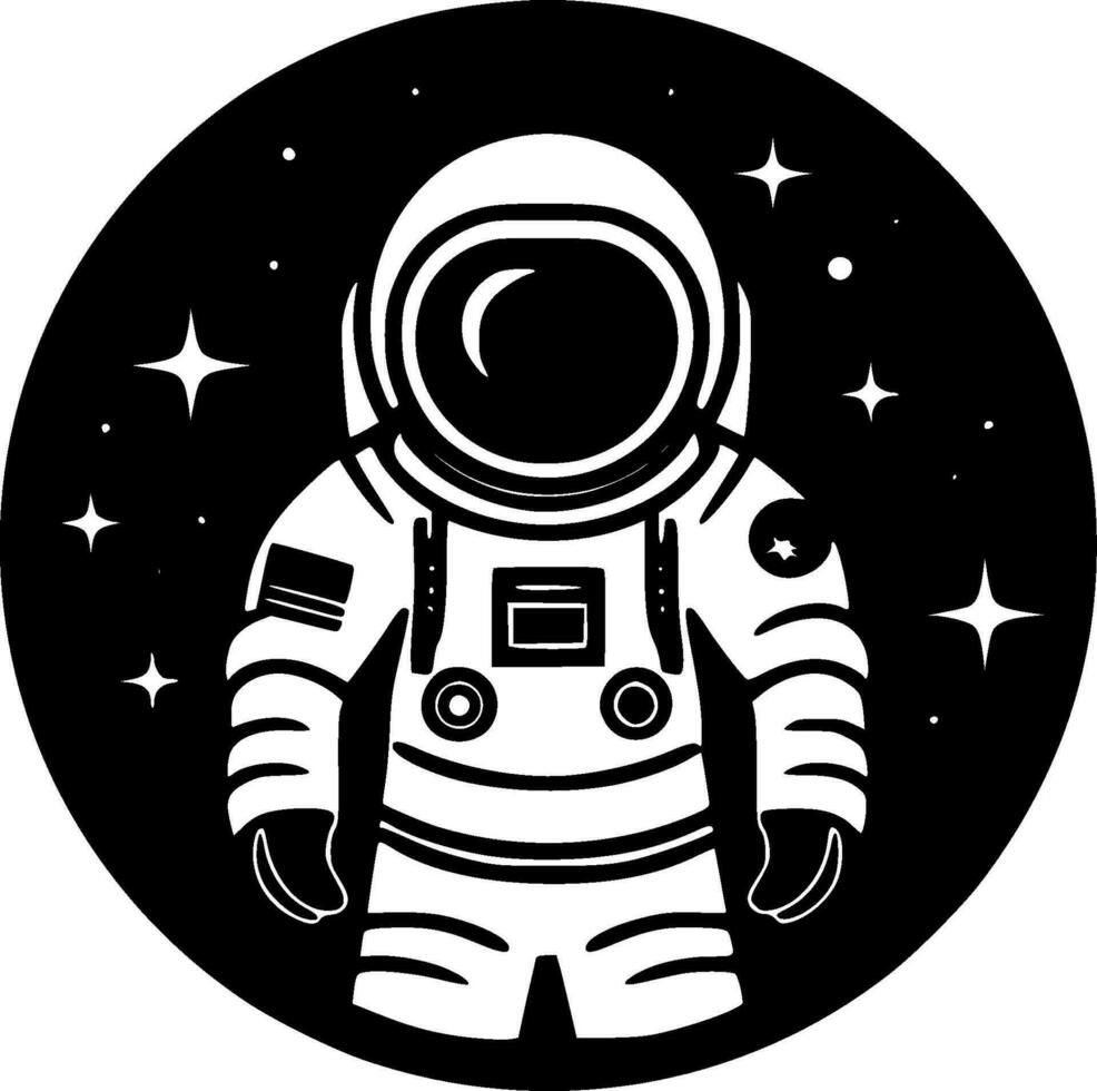 astronauta, negro y blanco vector ilustración