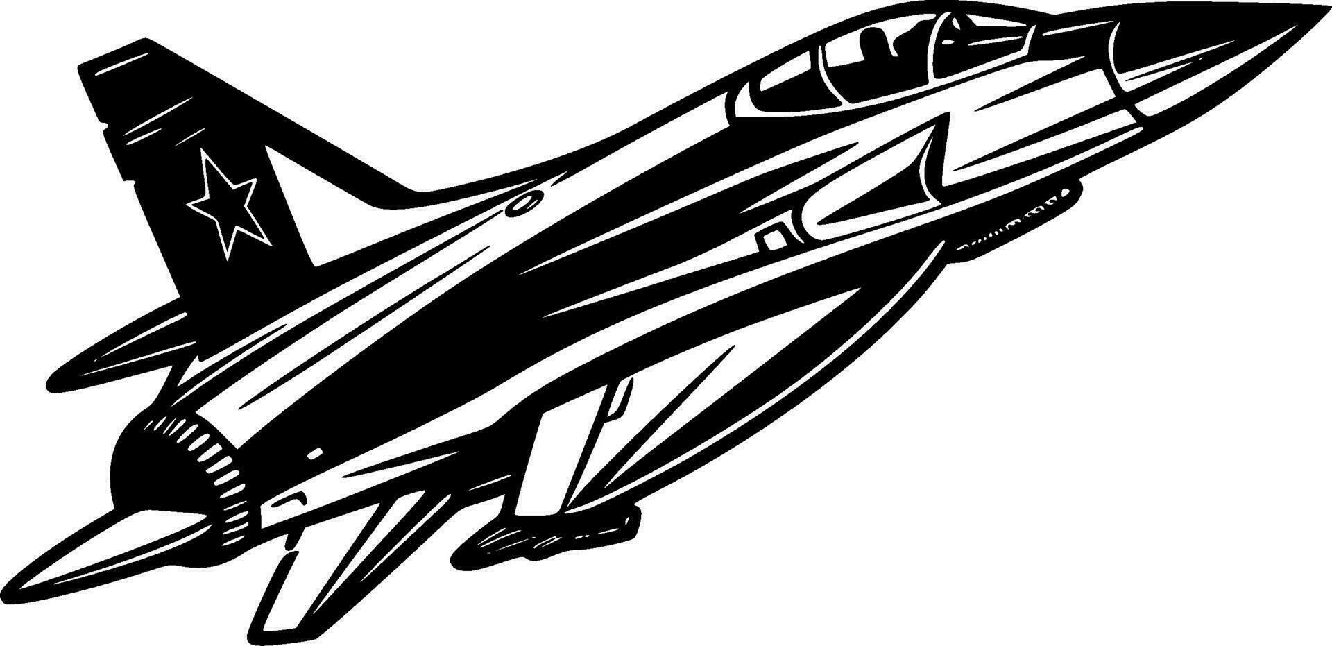 Fighter Jet - Minimalist and Flat Logo - Vector illustration