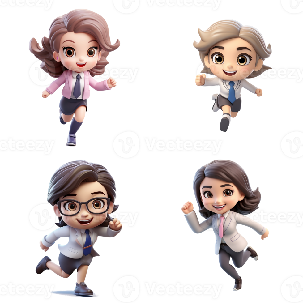 Businessman cartoon character running smiling and cute on transparent background, work enthusiasm concept. png