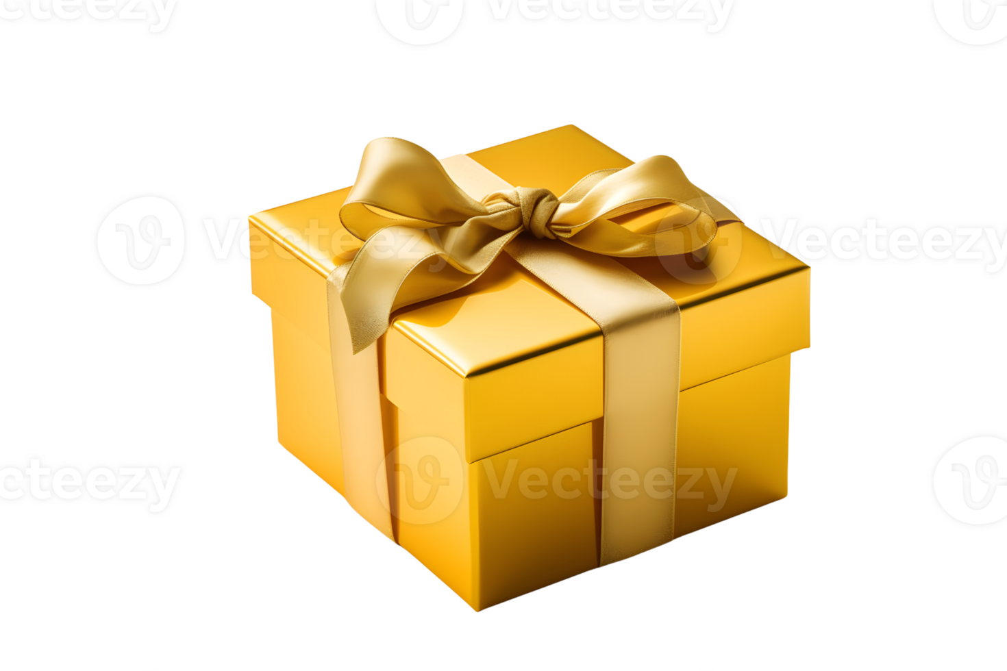 golden yellow box with ribbon, ai generated png