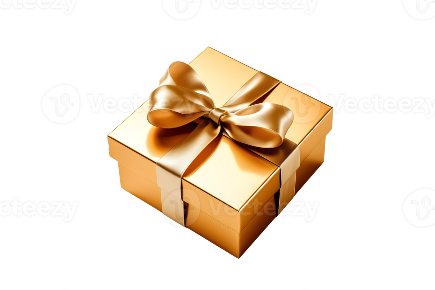 golden box with ribbon, png