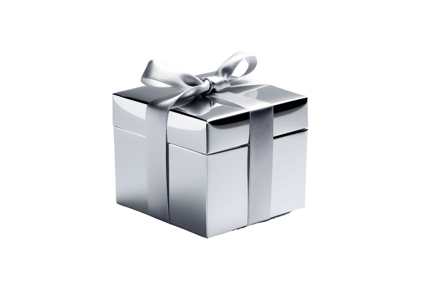 zilver geschenk doos, ai gegenereerd png