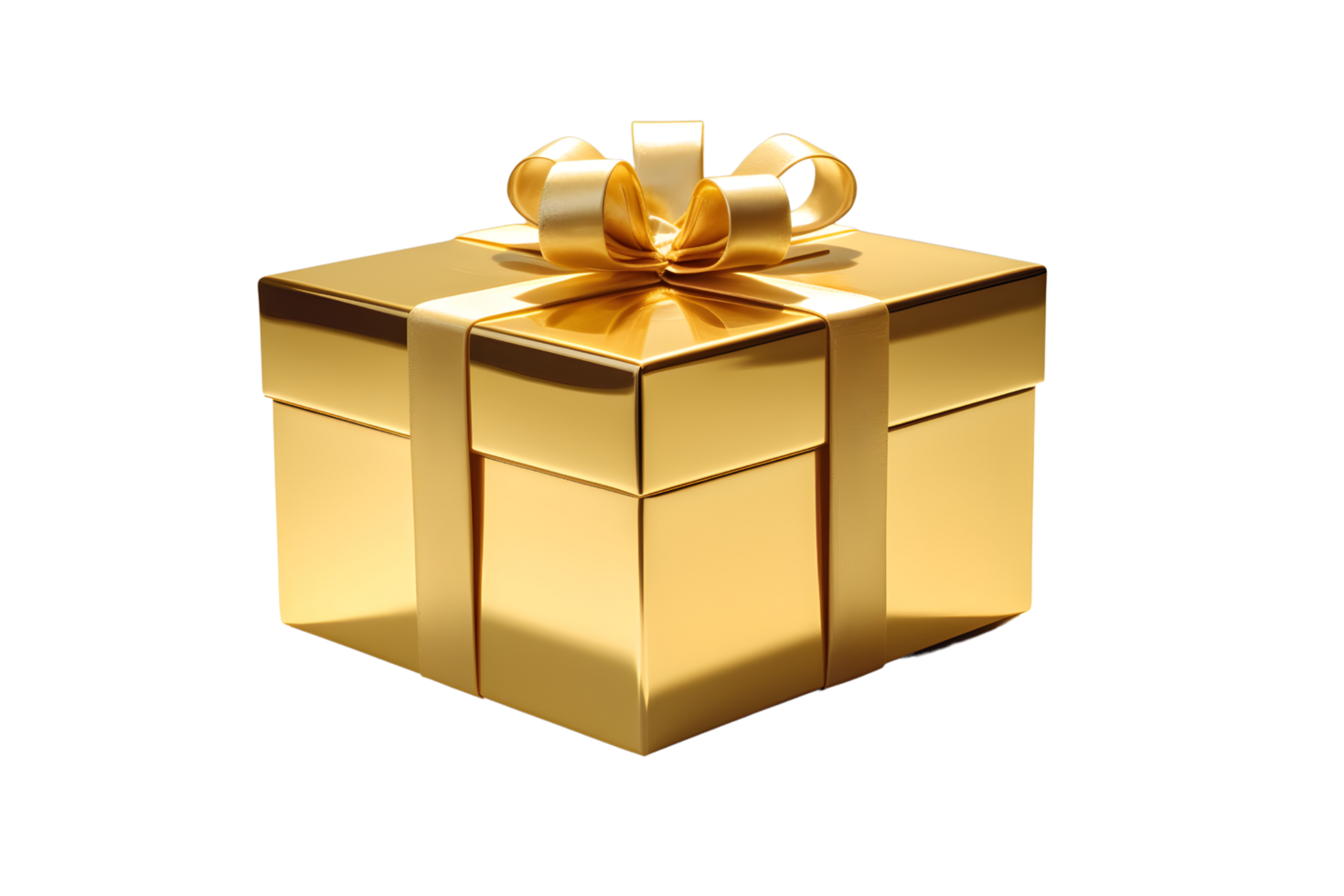 golden gift box with gold ribbon, ai generated png