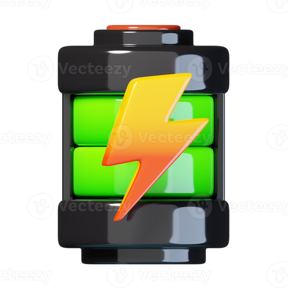 High battery charge icon isolated. ecology and environment icon concept. 3D render illustration png