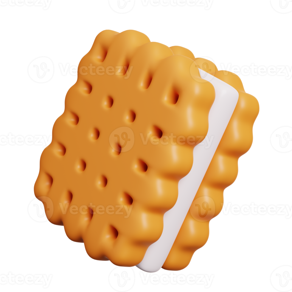 Cookies sandwich cream. Fast food meal icon isolated. 3D Rendering png