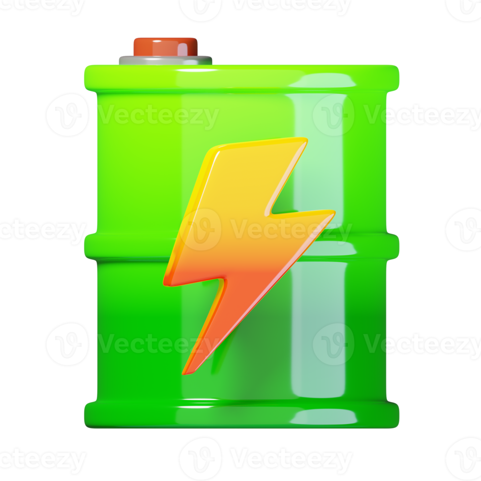 Green oil barrel icon isolated. ecology and environment icon concept. 3D render illustration png