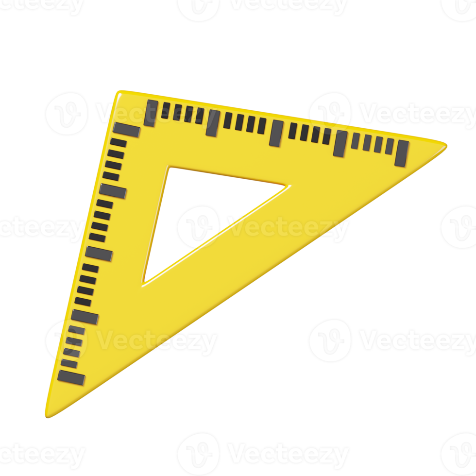 Triangle règle isolé. éducation et école icône. 3d rendre illustration. png