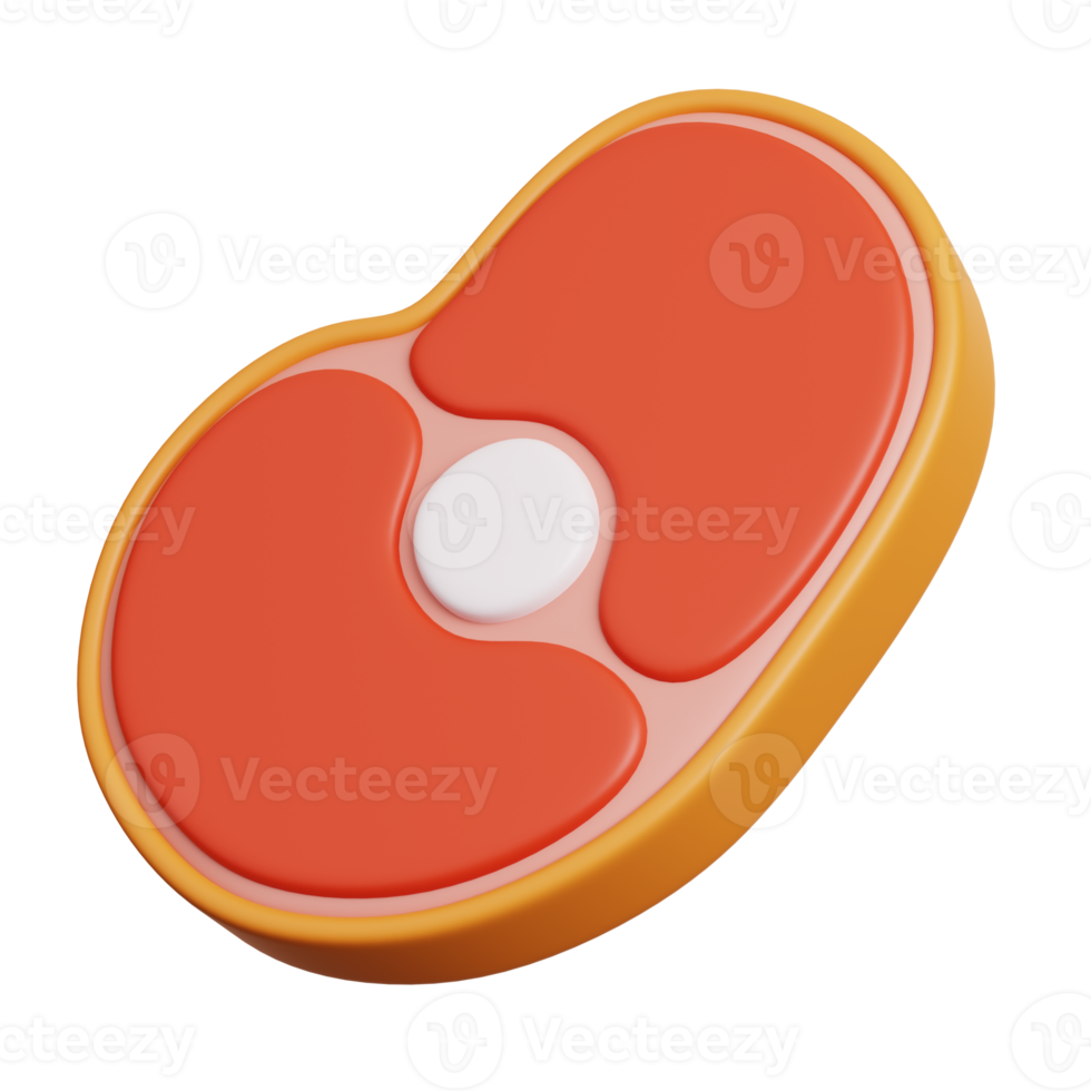 vlees rood rundvlees. snel voedsel maaltijd icoon geïsoleerd. 3d renderen png