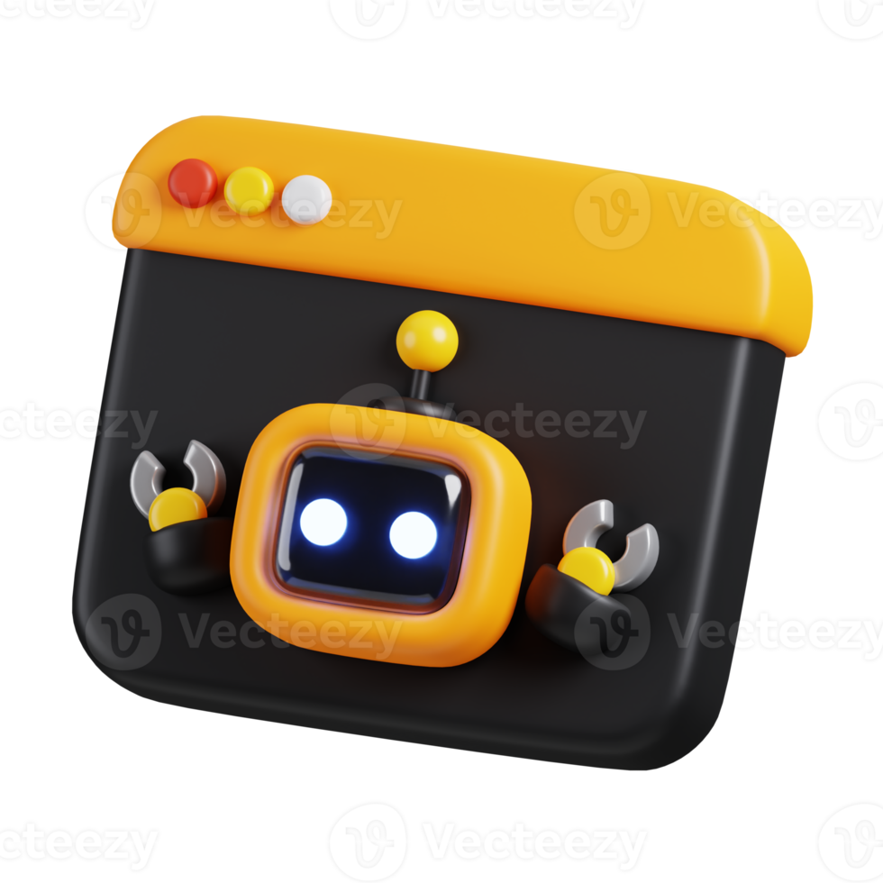 Robot Chatbot, Assistance Of Website Or Mobile Applications. AI support in business and artificial intelligence technology concept. 3D Render illustration. png