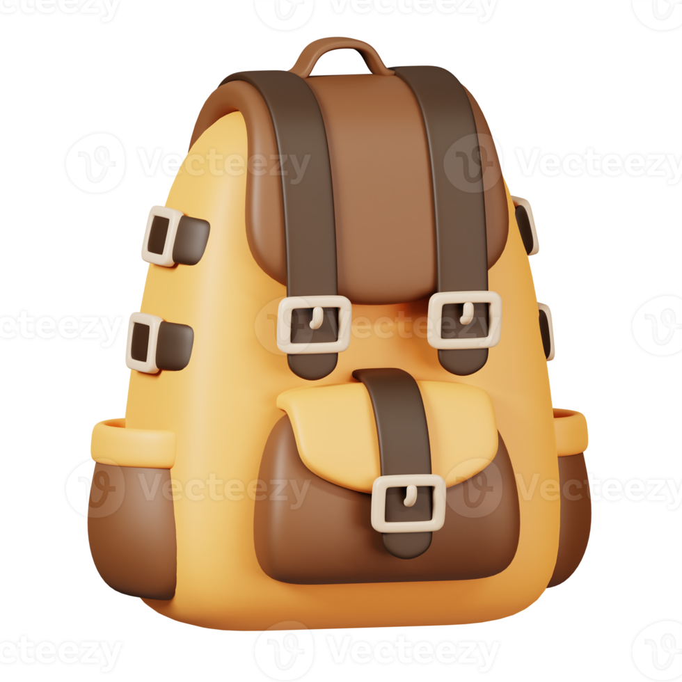 Backpack isolated. Camping and hiking equipment. Summer camp and holiday vacation. 3D rendering png