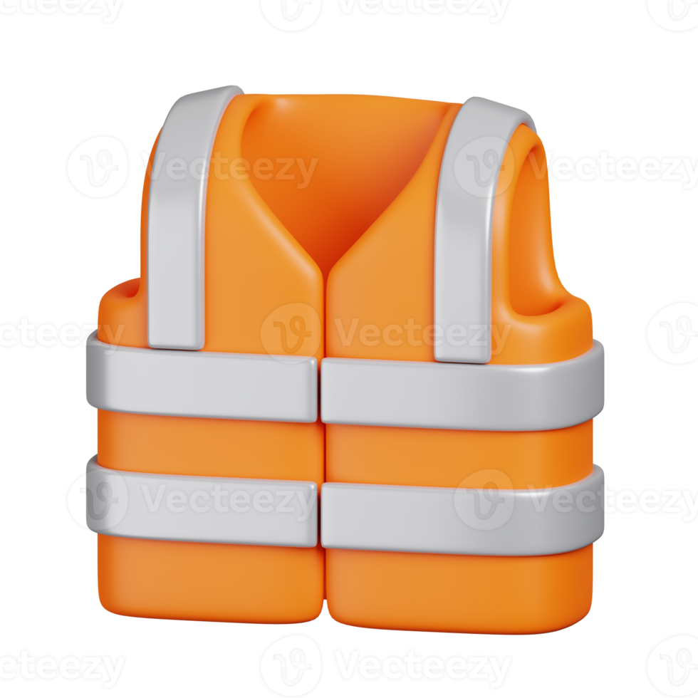 Safety Vest Reflective shirt beware, traffic shirt. Construction tools minimal icon isolated. 3D render illustration. png