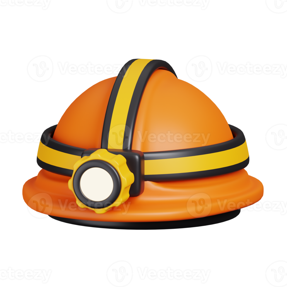 Helmet safety hat with lamp. Construction tools minimal icon isolated. 3D render illustration. png