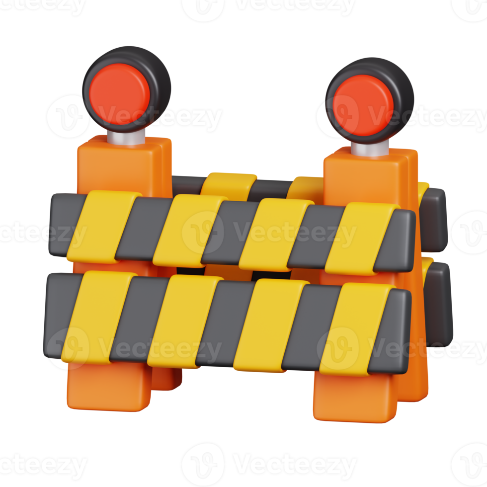 Under construction, Traffic barrier. Construction tools minimal icon isolated. 3D render illustration. png