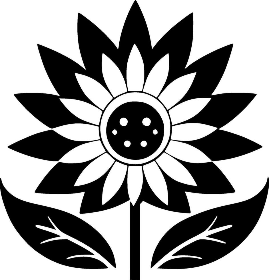 Flower - Black and White Isolated Icon - Vector illustration