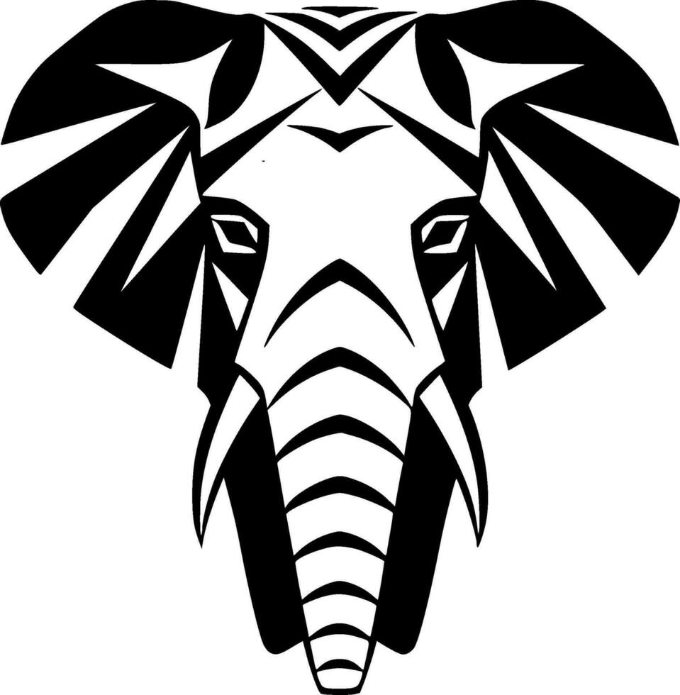 Elephant, Black and White Vector illustration