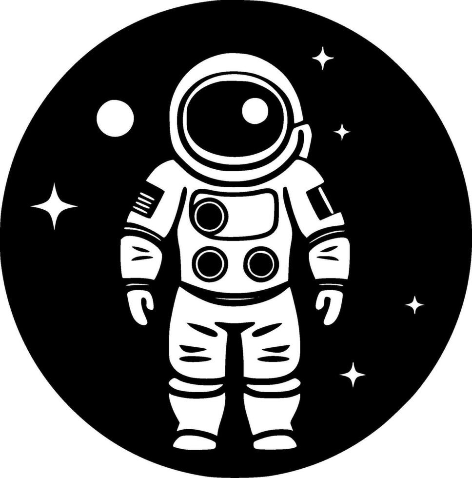 astronauta - negro y blanco aislado icono - vector ilustración