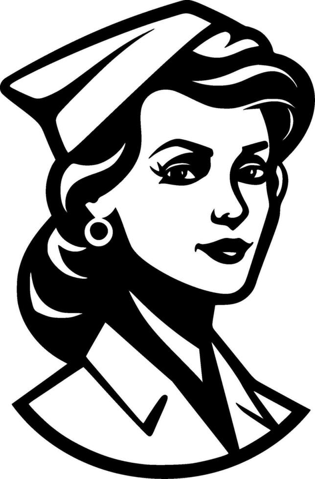 Nurse, Black and White Vector illustration 26691576 Vector Art at Vecteezy