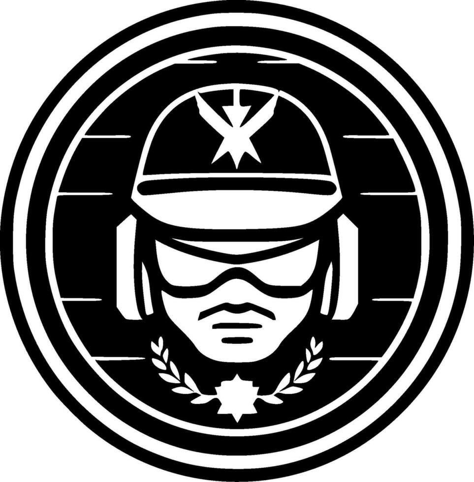 militar, negro y blanco vector ilustración