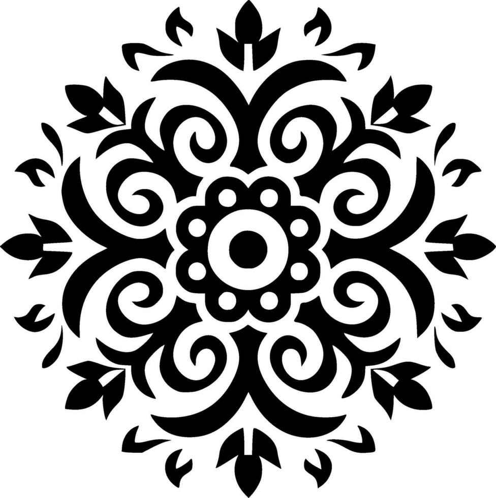 Mandala - Black and White Isolated Icon - Vector illustration