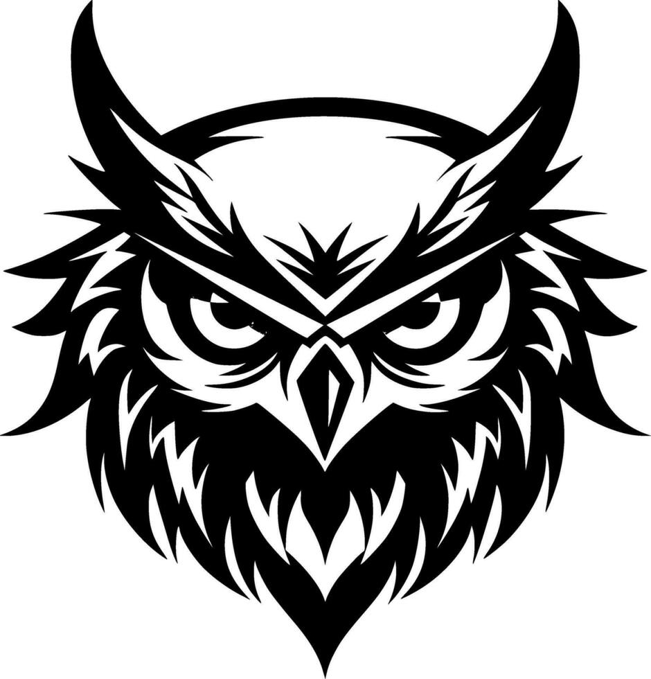 Owl - Black and White Isolated Icon - Vector illustration