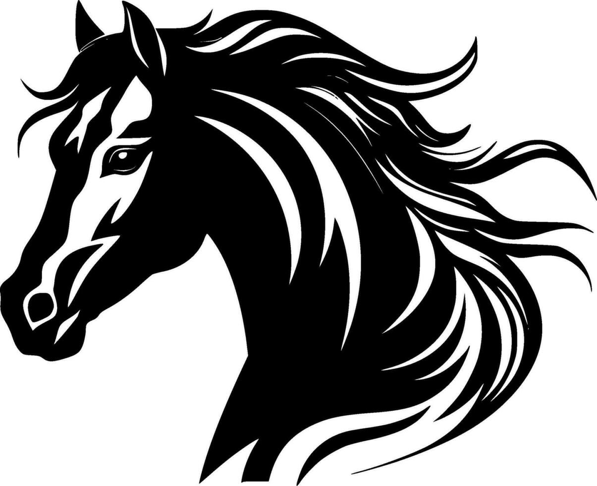 caballo - negro y blanco aislado icono - vector ilustración