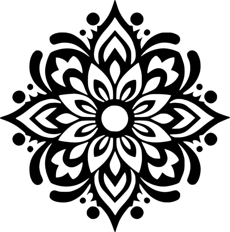 Mandala - Black and White Isolated Icon - Vector illustration