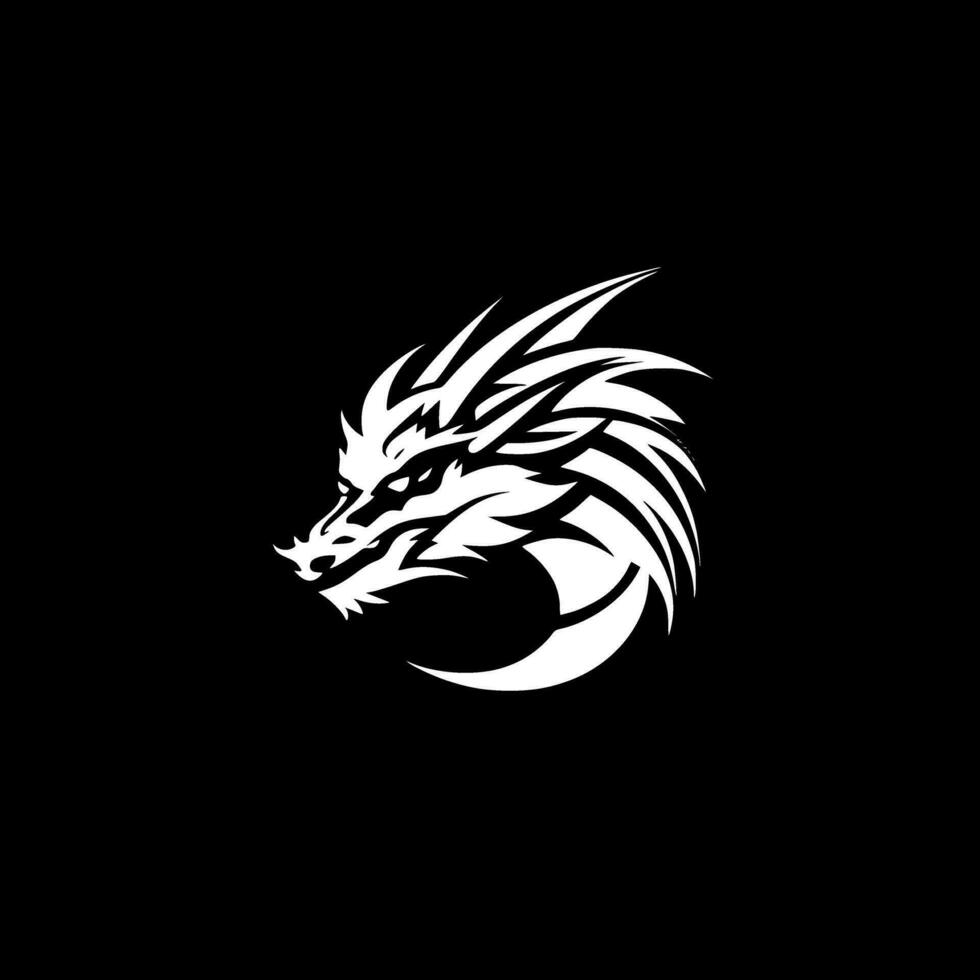 Dragon - Black and White Isolated Icon - Vector illustration