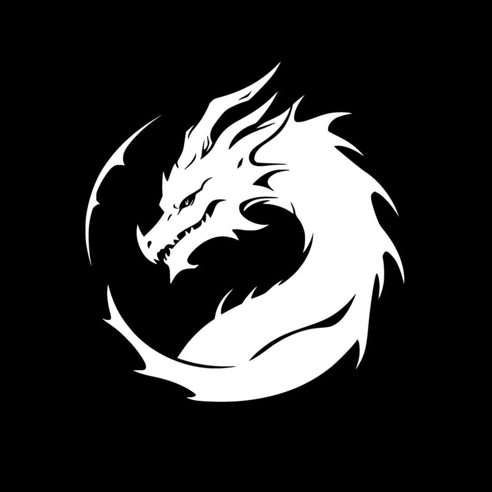 Dragon - Black and White Isolated Icon - Vector illustration