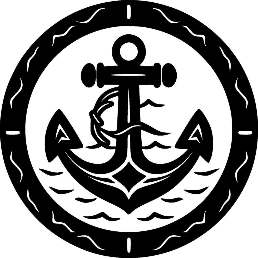 Anchor - Black and White Isolated Icon - Vector illustration